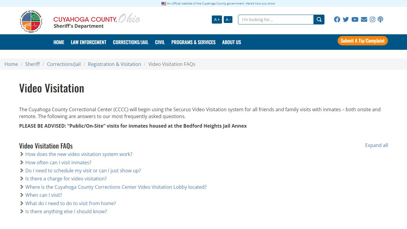 Video Visitation FAQs - cuyahogacounty.gov